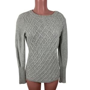 J. Crew Factory Cable-knit tunic sweater Heather Gray Small Wool blend fisherman